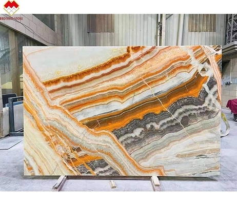 Competição de livro de revestimento de pedra de ônix competitivo colorido azulejo de piso de ônix com arco-íris retroiluminado