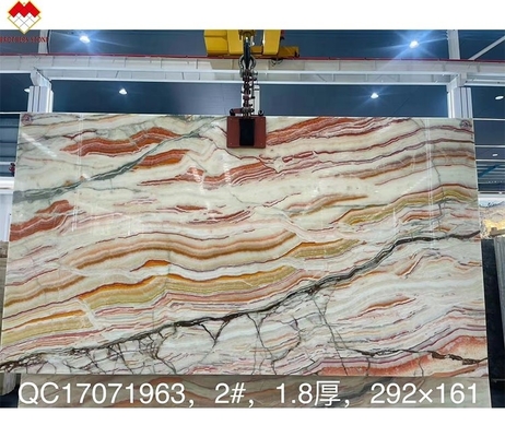 Pedra de ônix do arco-íris translúcido para casa de campo CNF polido Dragão Vermelho Ónix Mármore