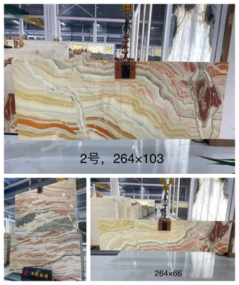 Pedra de ônix do arco-íris translúcido para casa de campo CNF polido Dragão Vermelho Ónix Mármore