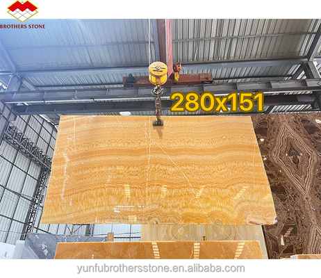 Tolerância de espessura /- 1 mm Antic Book Match Amarelo Ónix Mármore para componente Lavabo