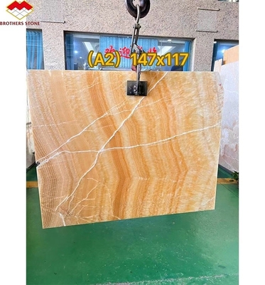 Tolerância de espessura /- 1 mm Antic Book Match Amarelo Ónix Mármore para componente Lavabo
