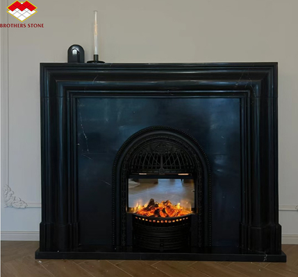 Chaminé de mármore preto moderno para decoração de sala de estar da villa em estilo europeu
