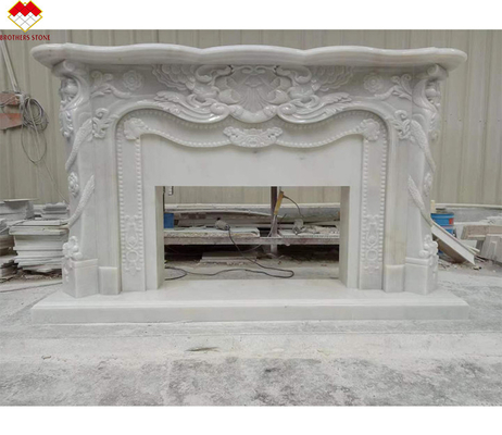 Modern Design White Marble Fireplace Surround para instalação montada na parede