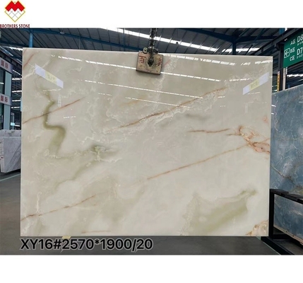 Venda direta Polido Translúcido Reverso Iluminado Mármore Branco Ónix com Flor Vermelha Top Grade