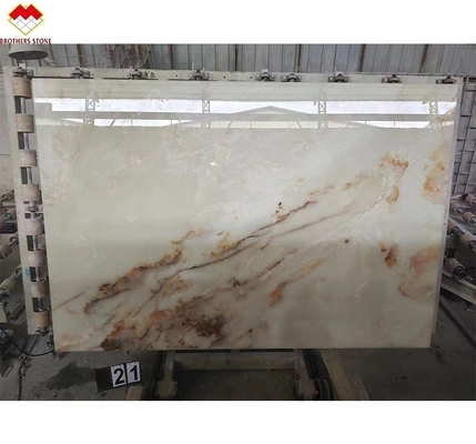 Venda direta Polido Translúcido Reverso Iluminado Mármore Branco Ónix com Flor Vermelha Top Grade