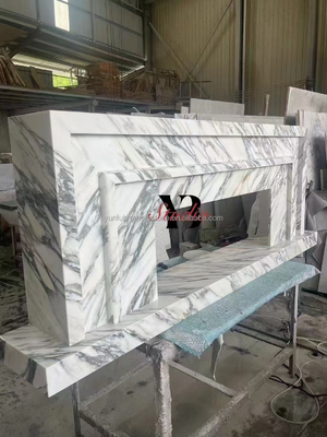 Modern Design White Marble Fireplace Surround para instalação montada na parede