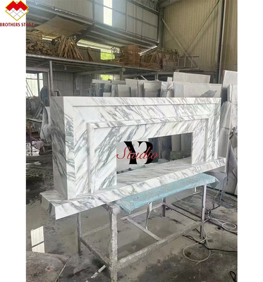 Villa Design Moderno Esculpido Italiano Arabescato Corchia Chaminé de Mármore Branco Personalizado