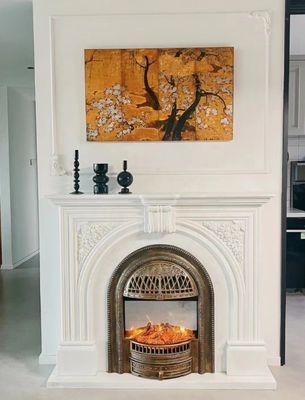 Caminha de interior de estilo europeu Moderno de mármore natural personalizado Estilo italiano nórdico com lareira para sala de estar