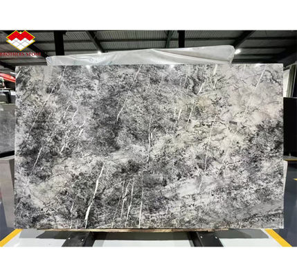 Pedra Natural Italiana Abeto Prateado Preto Cinzento Olhar Mármore Texturizado Chapa para Painel de Parede da Casa