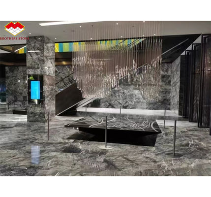 Pedra Natural Italiana Abeto Prateado Preto Cinzento Olhar Mármore Texturizado Chapa para Painel de Parede da Casa