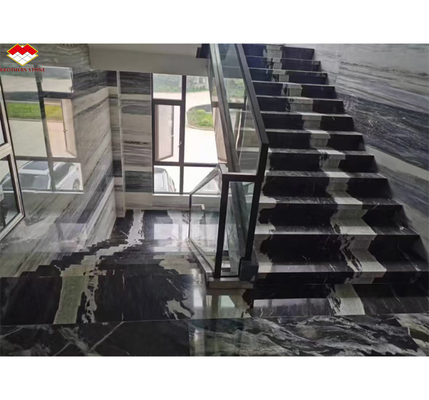 Calcite Marble Moderno Escadaria Design com Luxo Brasileiro Cósmico Negro Granite Slab