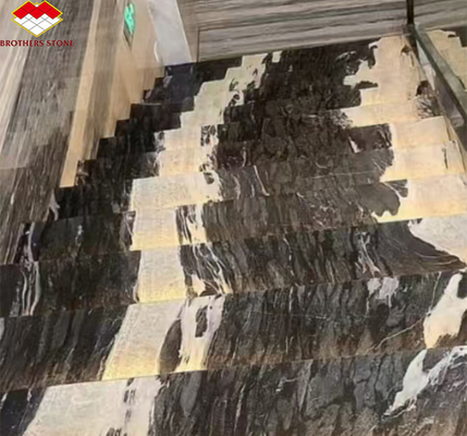 Calcite Marble Moderno Escadaria Design com Luxo Brasileiro Cósmico Negro Granite Slab