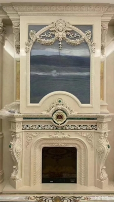Chaminé de estilo europeu personalizado de mármore natural para sala de estar interna moderna