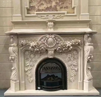 Chaminé de estilo europeu personalizado de mármore natural para sala de estar interna moderna