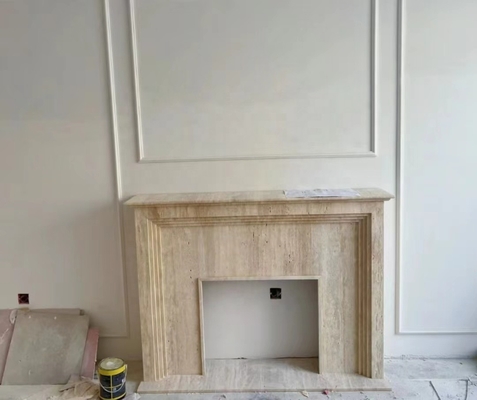 Chaminé de estilo europeu personalizado de mármore natural para sala de estar interna moderna