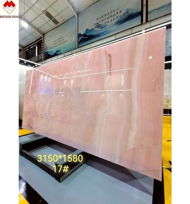 Big Slab Onyx Marmore Impressionante Branco Rosa Onyx Pedra para Painel de Parede e Table Top