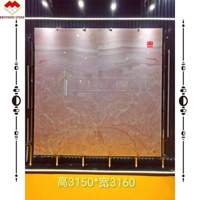 Big Slab Onyx Marmore Impressionante Branco Rosa Onyx Pedra para Painel de Parede e Table Top