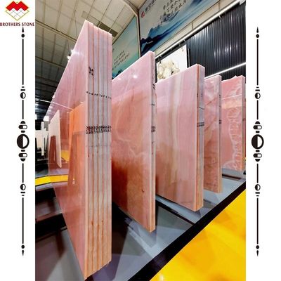 Big Slab Onyx Marmore Impressionante Branco Rosa Onyx Pedra para Painel de Parede e Table Top