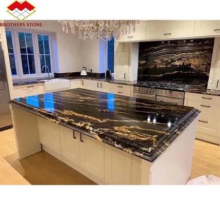Caixa de cozinha de luxo de granito chinês com pedra de ouro preto polido