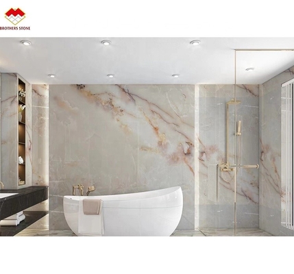 Lâmina de pedra de mármore de ônix branco polido A escolha perfeita para azulejos de banheiro de luxo