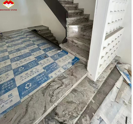 Decoração de escada e piso de hotel Itália azulejos de mármore marrom natural com veia de rio