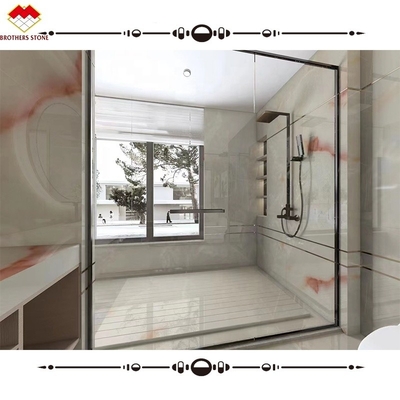 Lâmina de pedra de mármore de ônix branco polido A escolha perfeita para azulejos de banheiro de luxo