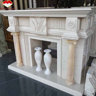 Freestanding Modern Indoor Royal Botticino Marmore Decor Creme Shanna Beige Marmore para Chaminé Tabletop Surround