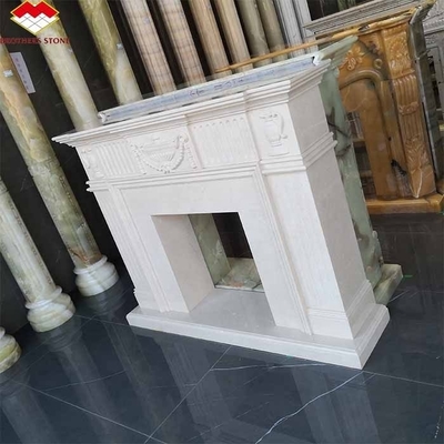 Freestanding Modern Indoor Royal Botticino Marmore Decor Creme Shanna Beige Marmore para Chaminé Tabletop Surround