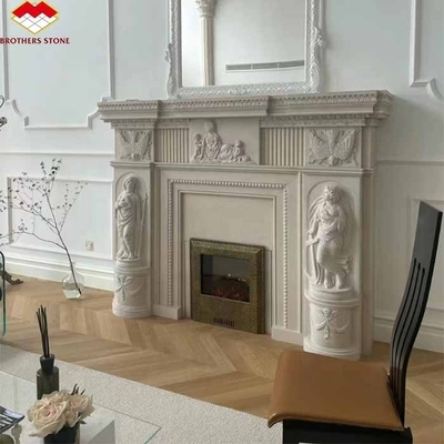 Freestanding Modern Indoor Royal Botticino Marmore Decor Creme Shanna Beige Marmore para Chaminé Tabletop Surround