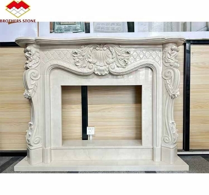Freestanding Modern Indoor Royal Botticino Marmore Decor Creme Shanna Beige Marmore para Chaminé Tabletop Surround