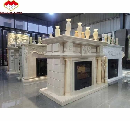 Freestanding Modern Indoor Royal Botticino Marmore Decor Creme Shanna Beige Marmore para Chaminé Tabletop Surround