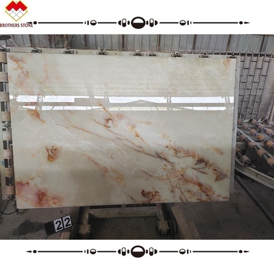Lâmina de pedra de ônix branco natural polida para piso e parede luxuosos