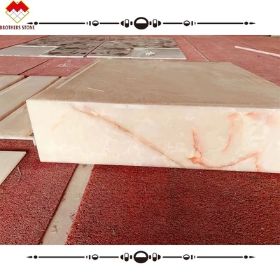 Lâmina de pedra de ônix branco natural polida para piso e parede luxuosos