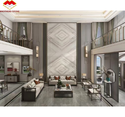 Modelo de design de hotel Moderno painel de TV de mármore branco para projeto de renovação de casa