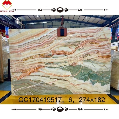Big Slab Book Match Multi colorida pedra de ágata de ônix para decoração interior revestimento de parede