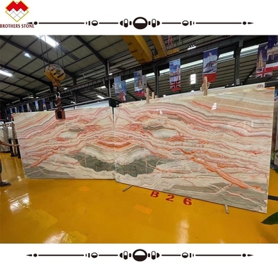 Big Slab Book Match Multi colorida pedra de ágata de ônix para decoração interior revestimento de parede