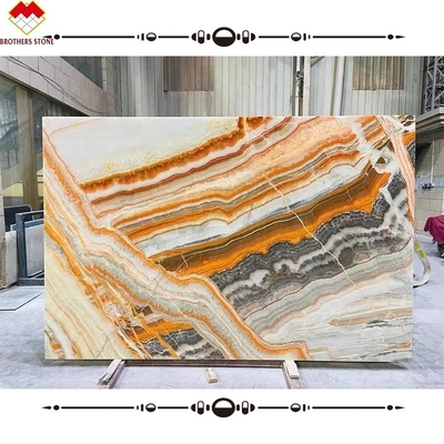 Big Slab Book Match Multi colorida pedra de ágata de ônix para decoração interior revestimento de parede
