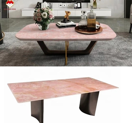 Big Slab Pink Onyx Stone Translúcido Rosa Fina Rosa Quartzo de Jade Rosa para o Pavimento da Parede da Villa