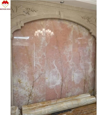 Big Slab Pink Onyx Stone Translúcido Rosa Fina Rosa Quartzo de Jade Rosa para o Pavimento da Parede da Villa