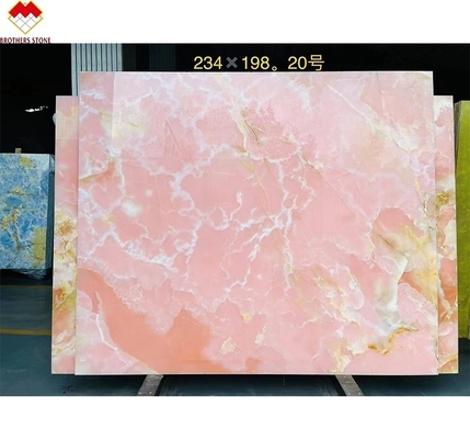 Big Slab Pink Onyx Stone Translúcido Rosa Fina Rosa Quartzo de Jade Rosa para o Pavimento da Parede da Villa