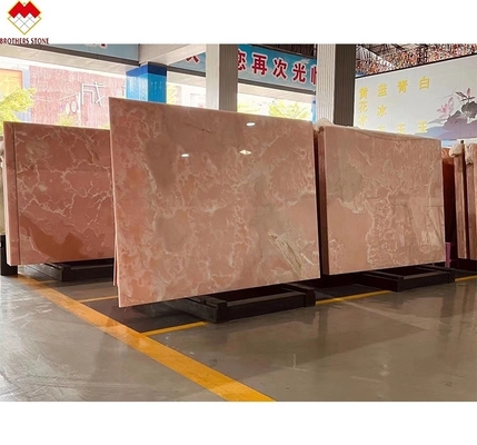 Big Slab Pink Onyx Stone Translúcido Rosa Fina Rosa Quartzo de Jade Rosa para o Pavimento da Parede da Villa