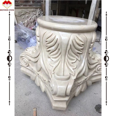 Coluna de mármore quadrada esculpida à mão Capital para decoração de pilares de mármore de design ocidental