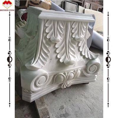 Coluna de mármore quadrada esculpida à mão Capital para decoração de pilares de mármore de design ocidental