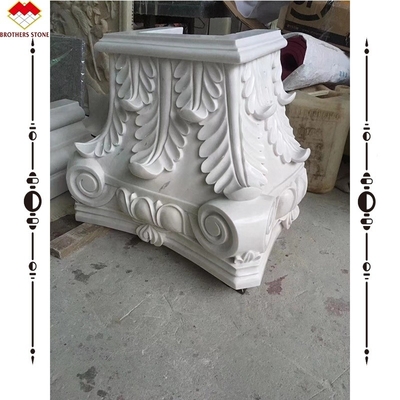 Coluna de mármore quadrada esculpida à mão Capital para decoração de pilares de mármore de design ocidental