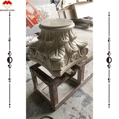 Coluna de mármore quadrada esculpida à mão Capital para decoração de pilares de mármore de design ocidental