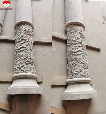 Coluna de relevo de pedra natural para o design de pilares ocos ao ar livre na decoração de hotéis