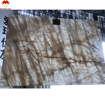 Reverso iluminado azulejo branco de ônix para parede e piso transparente cristal branco mármore grande laje