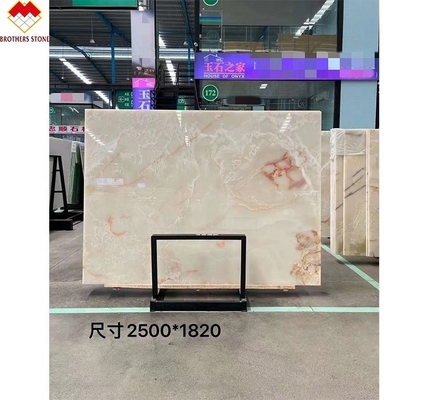 Lâmina de mármore de ônix branco real iluminada por trás para bancada e painel de parede de mesa personalizável