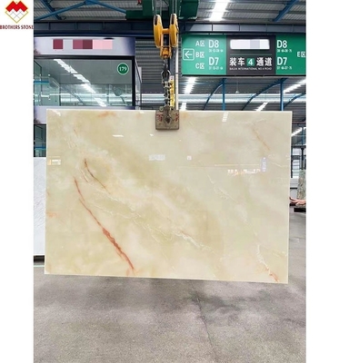 Lâmina de mármore de ônix branco real iluminada por trás para bancada e painel de parede de mesa personalizável