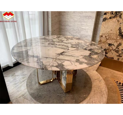 Lâmina de mármore italiano branco Arabescato polido para parede moderna e mesa redonda de jantar